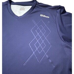 Wilson V-Neck Tennis Navy Blue Shirt, Men's Medium - Double-sided